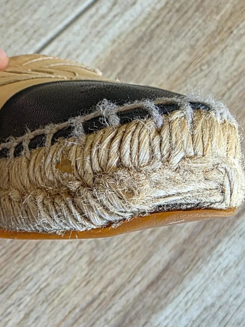 CHANEL  Beige & Black Lambskin Espadrilles Eur. 35